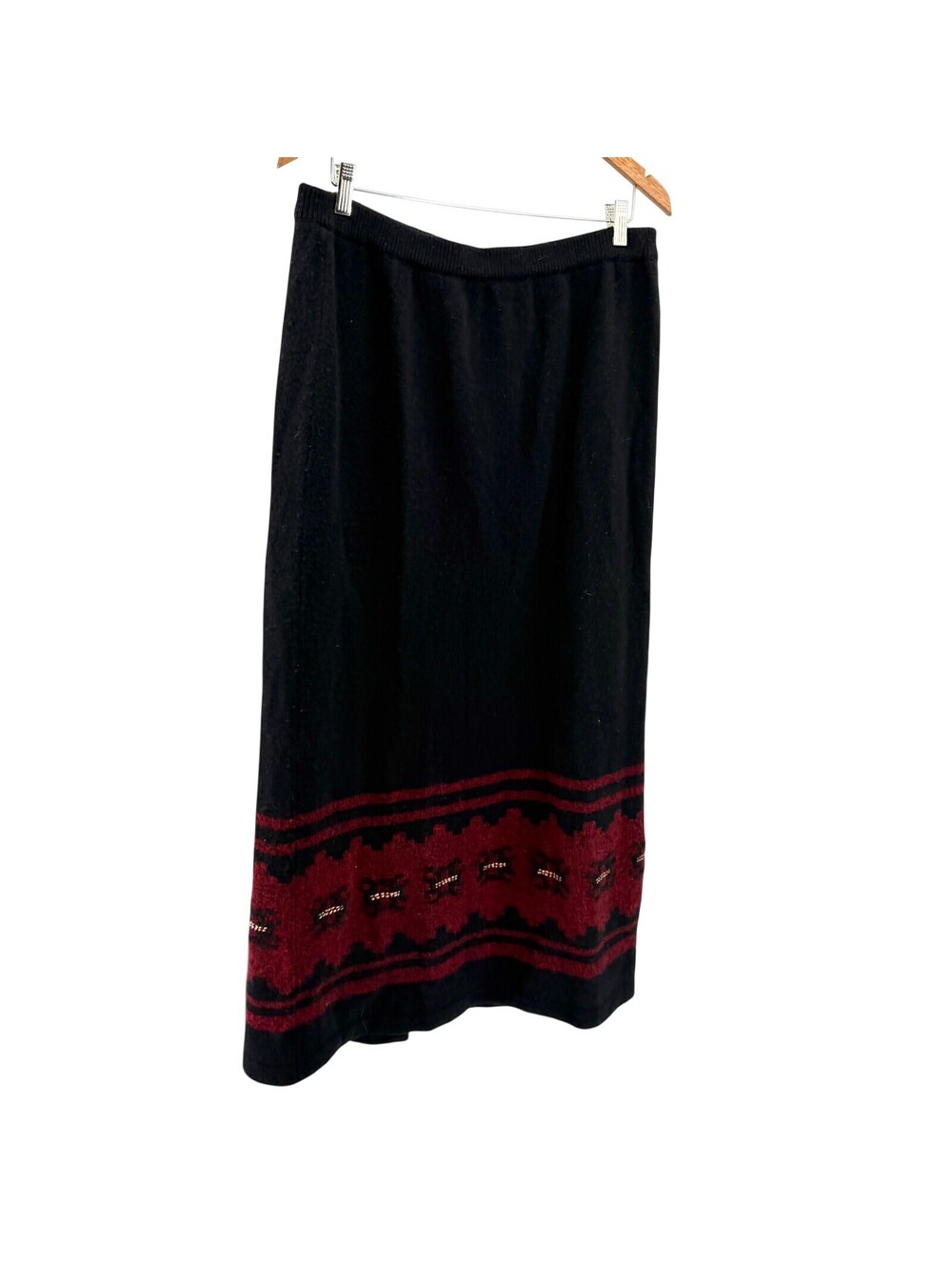 Vintage Y2K Double D Ranch Black 100% Lamb Wool Southwestern Maxi Skirt